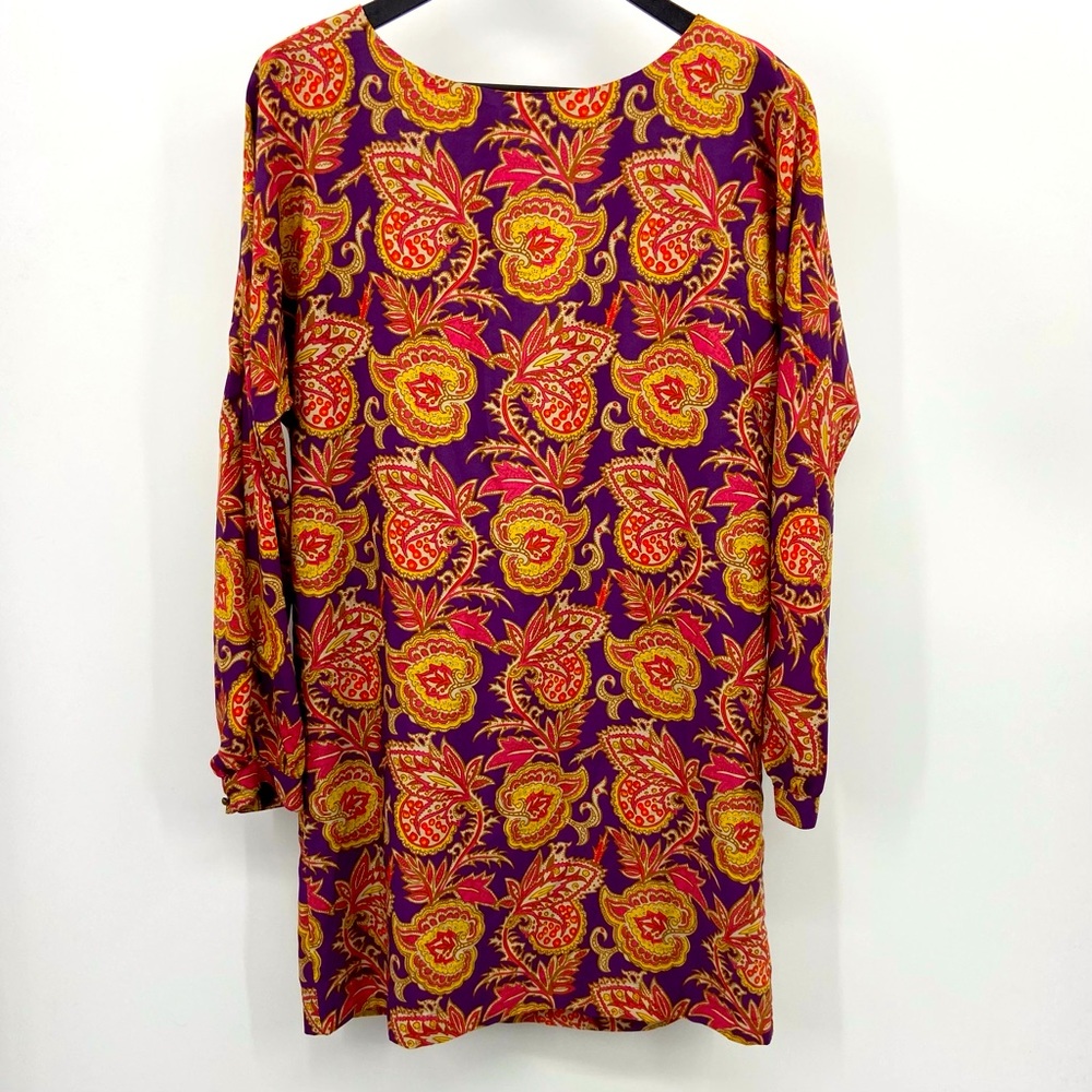 LOFT Paisley Print Long Sleeve Shift Dress -Size:S